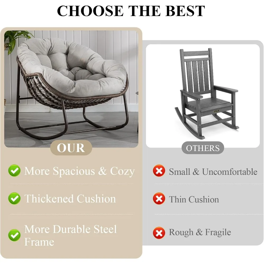 Oversized Outdoor Rocking Chairs | Rattan Papasan & Large Egg Designs for Ultimate Comfort