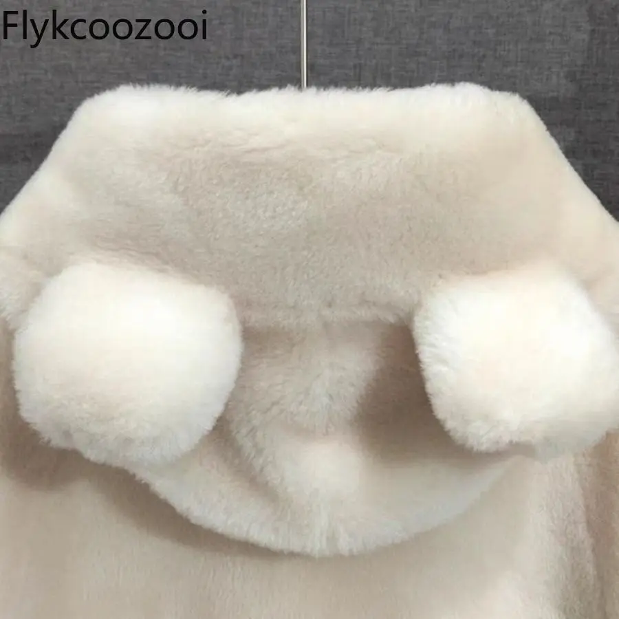 New Mink Velvet Woolen Coat Fur Coat 2024 Gentle Thickened Horn Button Casaco Feminino Inverno Winter Jacket Women