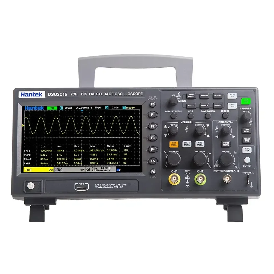 Hantek Dso2c15 Oscilloscope With 1ch Awg Signal Generator 2 in 1 Dual Channel 150 mhz 1 GSa/s Digital Storage Oscilloscope