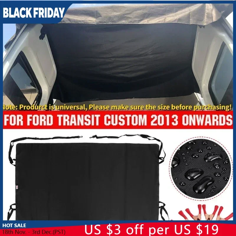 600D Black Rear Barn Door Awning Cover Fit for Ford Transit Custom 2013 Onwards for VW T5 T6 Campervan Wear-resistant Waterproof