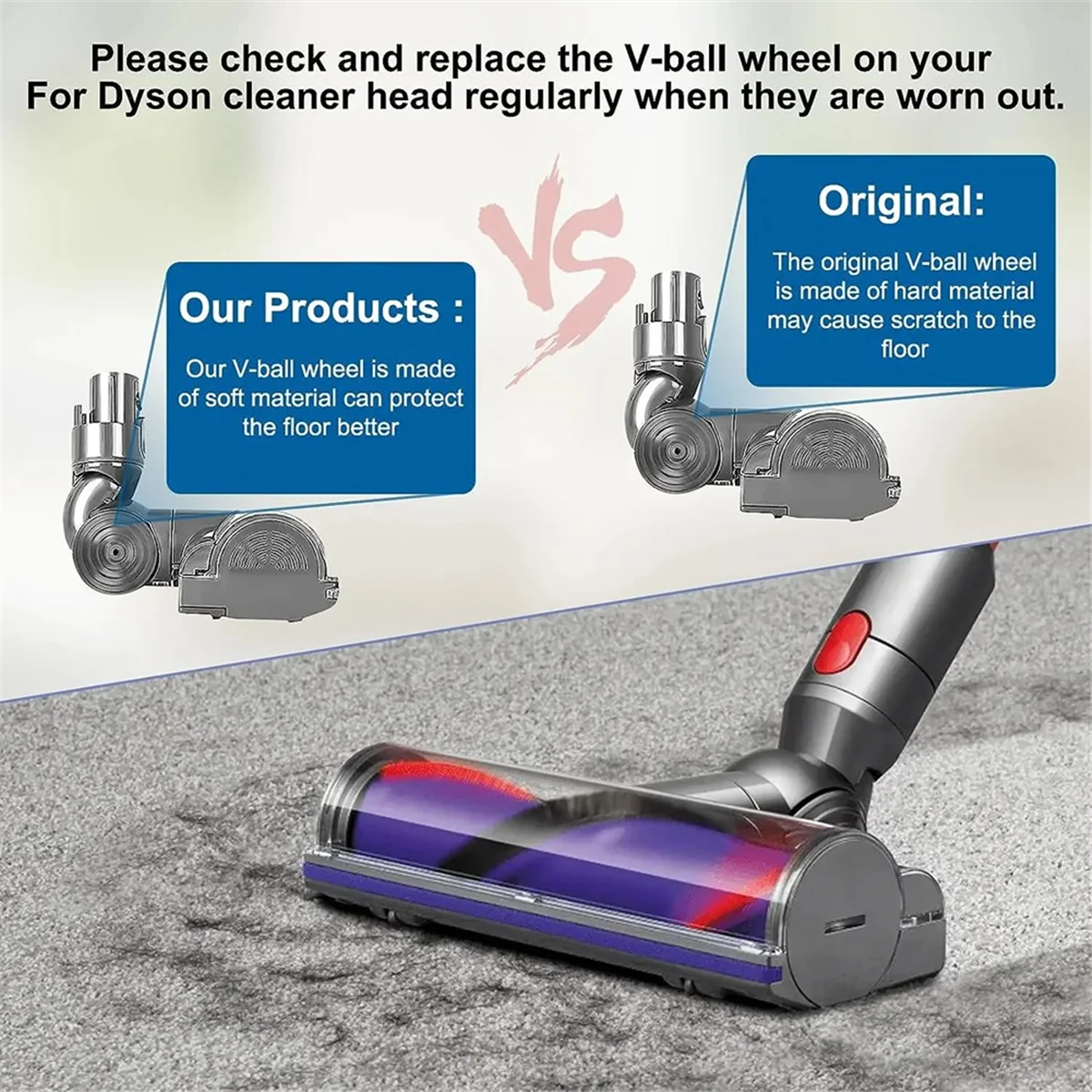 V-Ball ล้อสําหรับ Dyson V10 V11 V15 เครื่องดูดฝุ่น 100W Direct Drive CLEANER หัวล้ออุปกรณ์เสริมอะไหล่