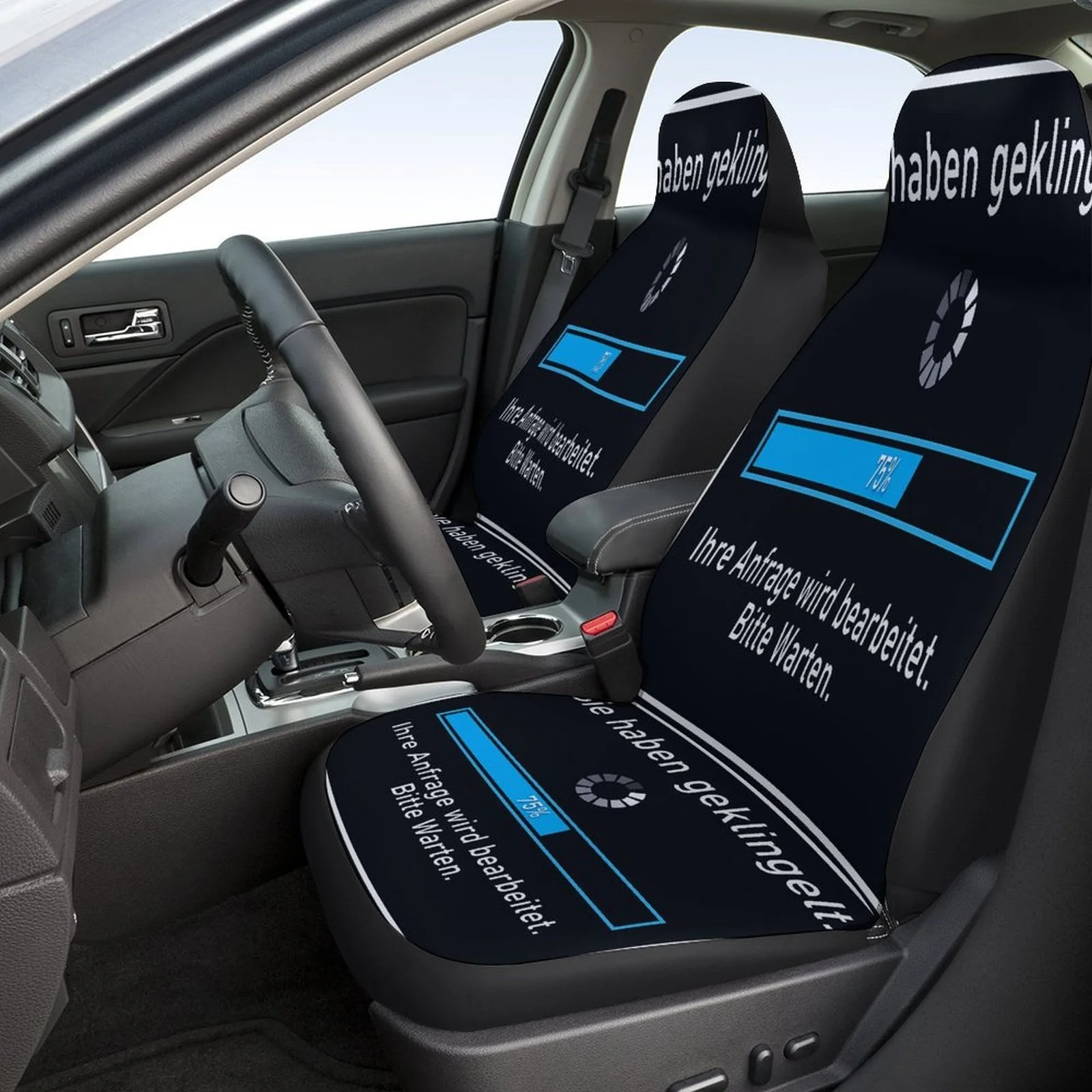 Car Seat Cover Set Featuring A Loading Screen Design, Suitable For A Variety Of Vehicles. This Trendy And Unique Decorative Set