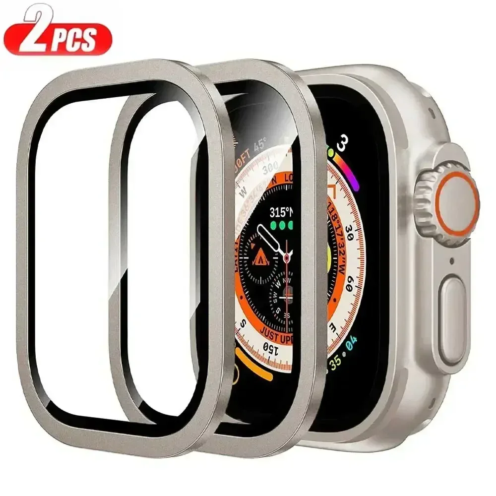 2 Stück Aluminiumlegierungsgehäuse + gehärtetes Glas für Apple Watch Ultra 2 49 mm kratzfester Displayschutz 2027 – Detail 19