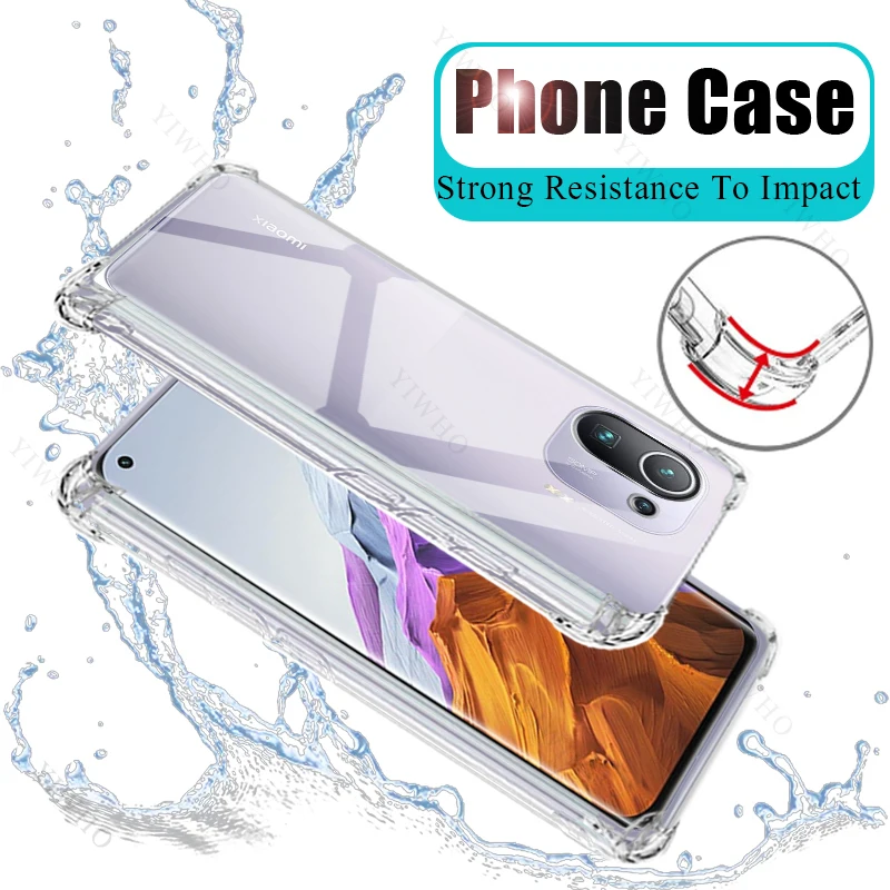 Safety Clear Phone Case for Xiaomi Mi 11 Pro M2102K1AC Thickened Transparent Case for Xiaomi11 TPU Shockproof Anti-scratch Cover