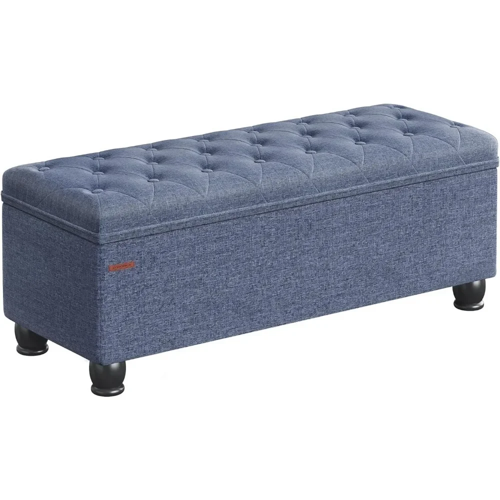 Linen-Look Cover Stool Hinges Easy Lid Operation Furniture Storage Bench Hallway Ottoman Freight free