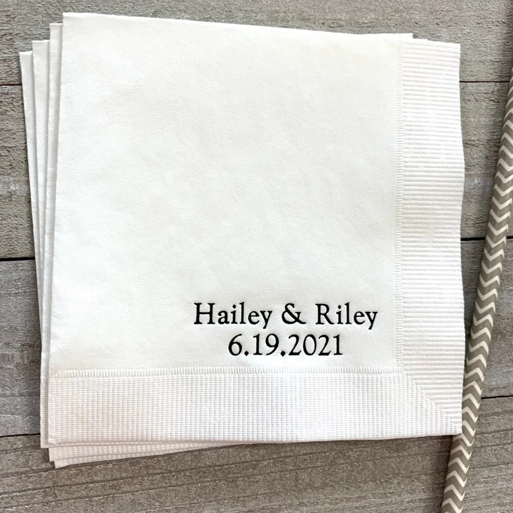 

50pcs Personalized Napkins Personalized Napkins Wedding Personalized Cocktail Beverage Paper Anniversary Party Monogram Custom