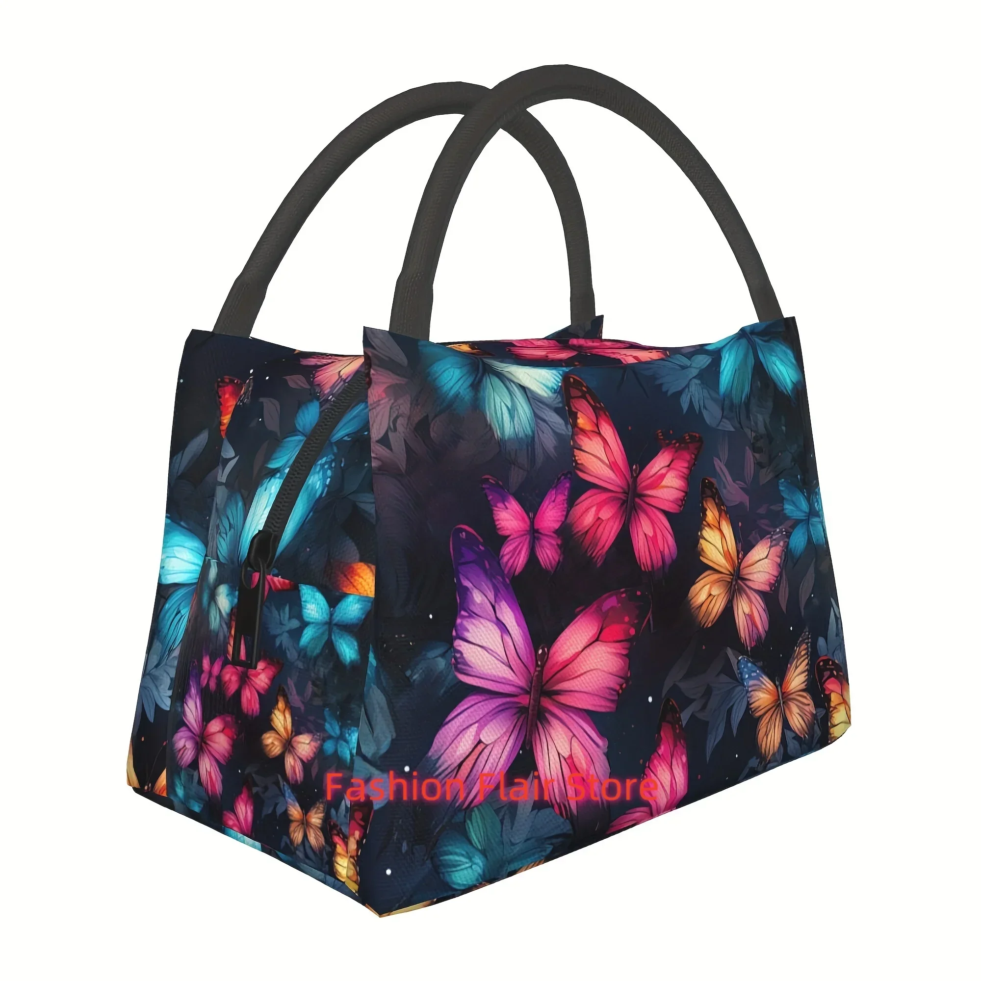 Insulated Lunch Bags for Men And Women, Reusable Large Tote Bags with Thermal Sealing Zippers, Featuring a Beautiful Butterfly D