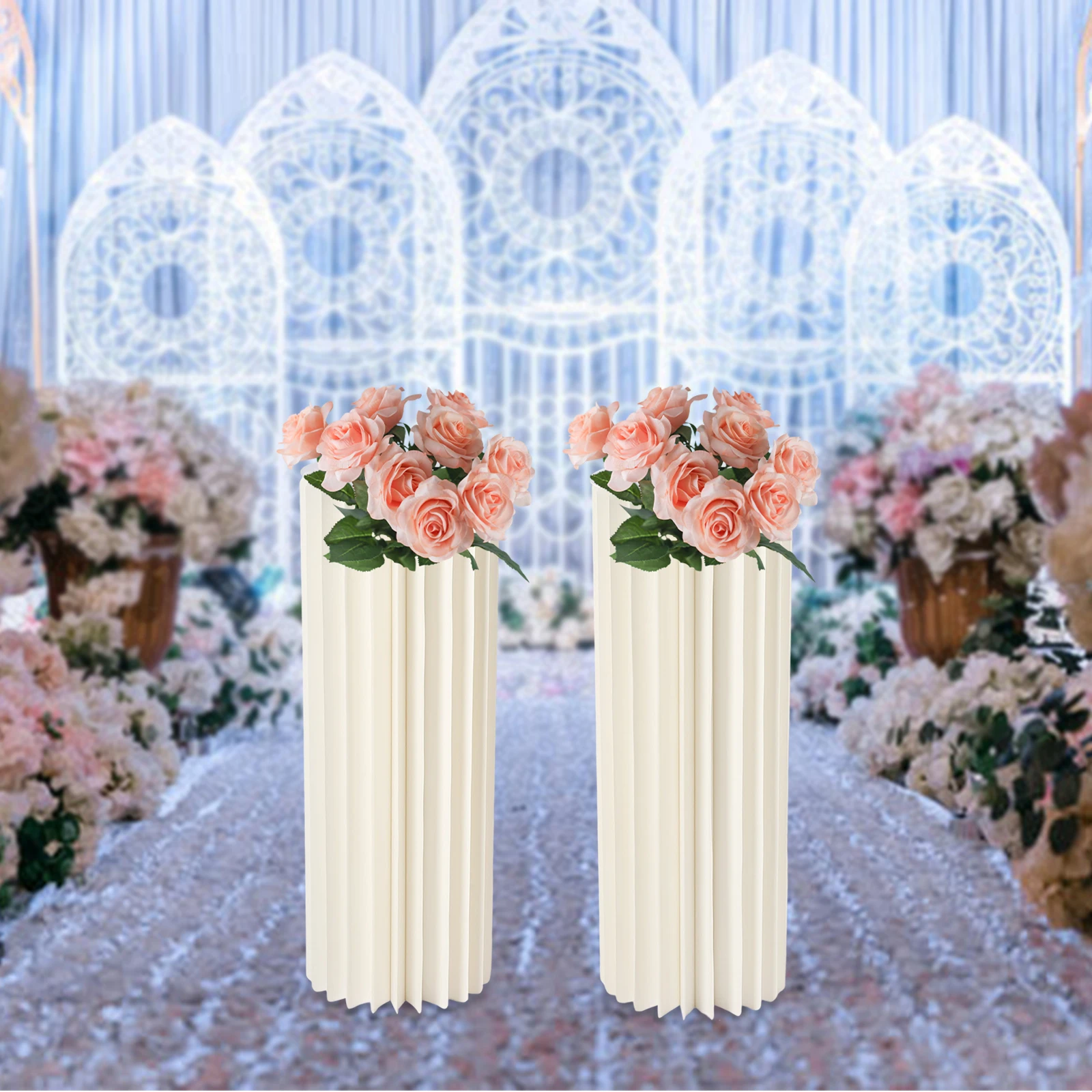 

Wedding Centerpieces Cardboard Vases - 2 Pcs 31.5in Tall Flower Vase Flowers Stand for Party Tables Decorations - Elegant Bulk