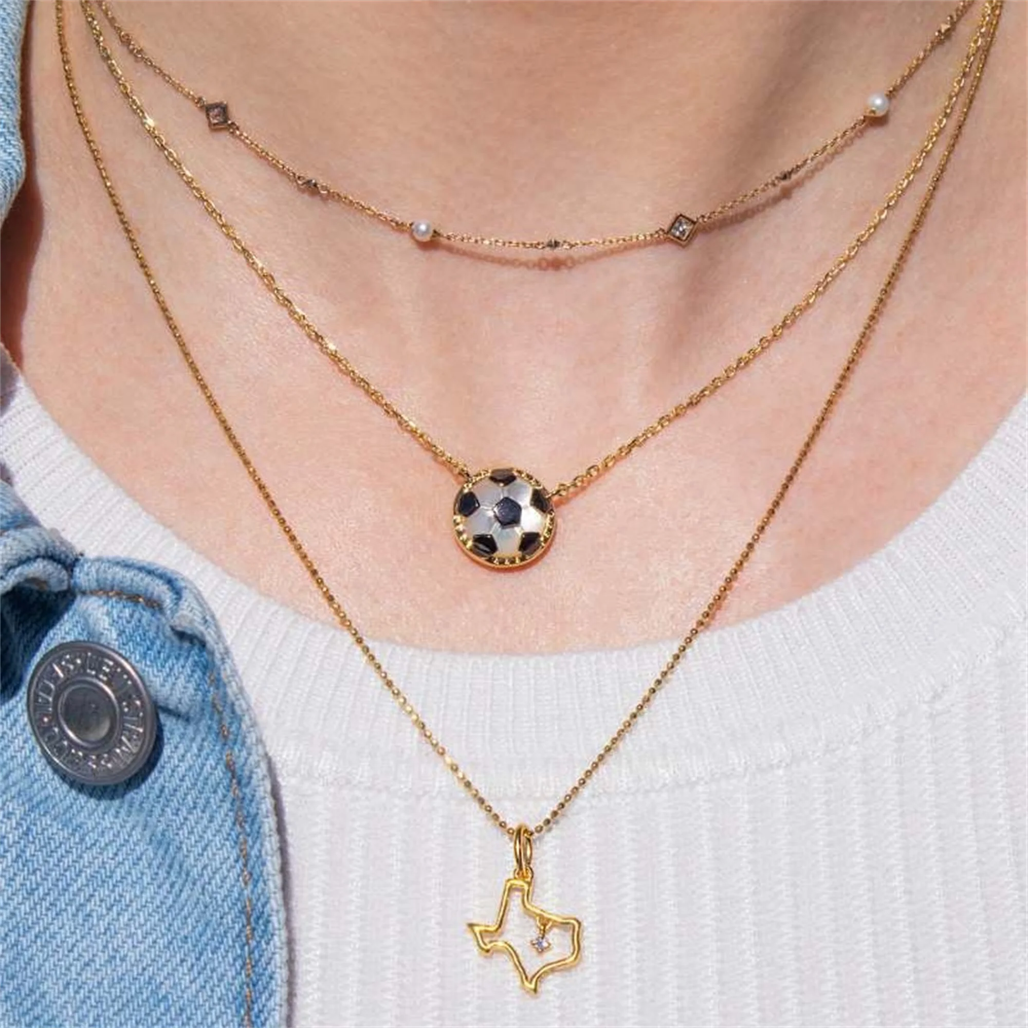 Soccer Necklace for Women Soccer Ball Charm Necklace Jewelry for Soccer Player Team Football Lover