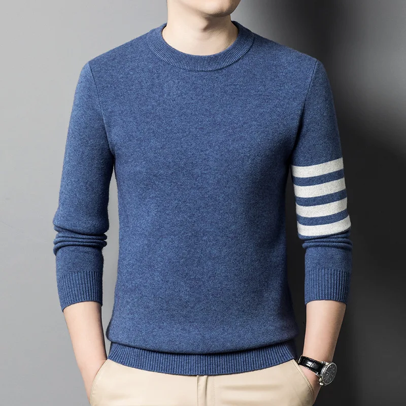

Autumn and Winter New Knitted Sweater for men Men's Basic Sweater Casual Solid Color Warm Sweater
