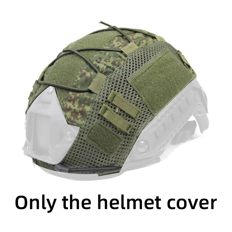 FAST Protector de tela para casco de camuflaje, cuerda elástica, verde, táctico, resistente a los arañazos