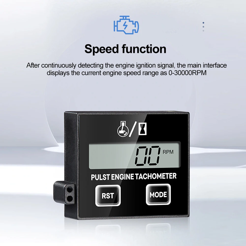 Gasoline engine moter speed tester inductive tach hour meter digital Tachometer clip style waterproof for motorcycle chainsaw