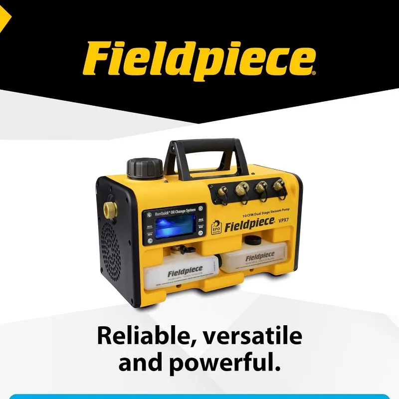 مضخة تفريغ VPX7 - 10 CFM، 3⁄4 HP DC Motor، نظام تغيير الزيت RunQuick – محمول - أداة HVAC احترافية - متوافقة مع A2L