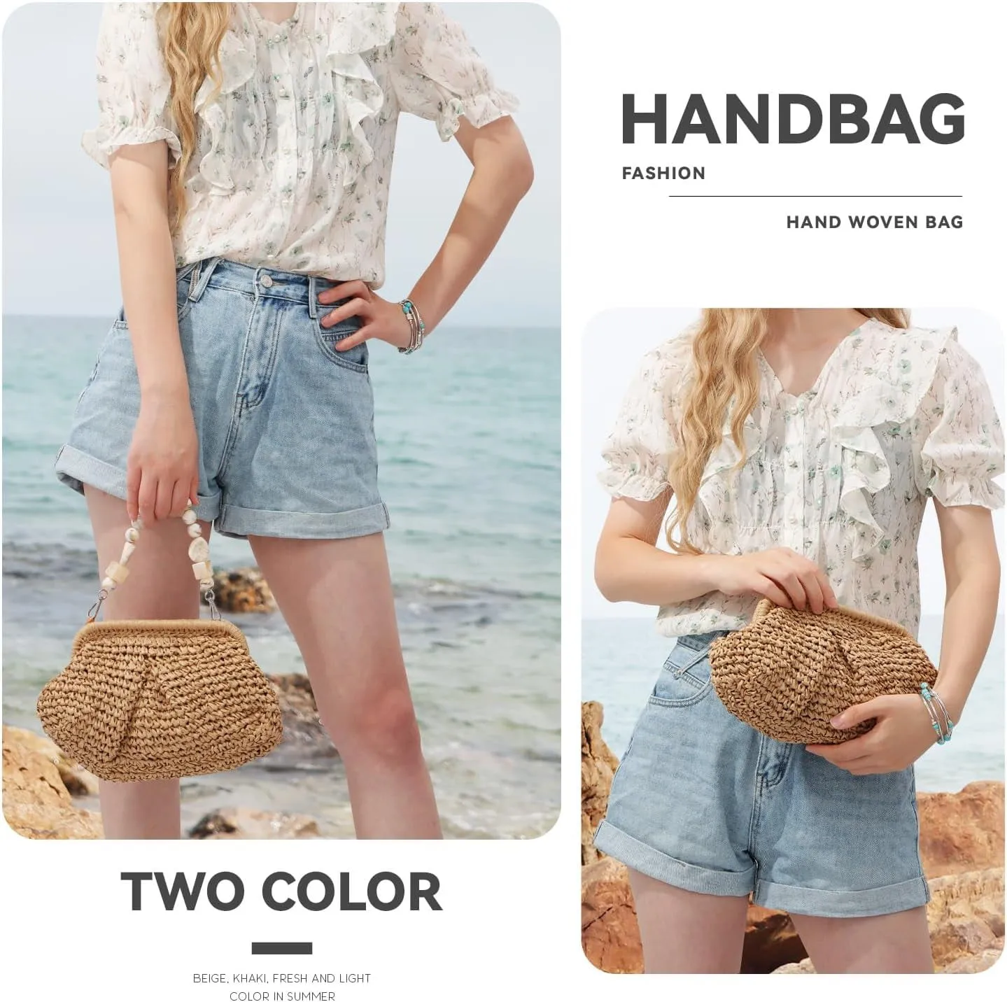 Straw Dumpling Clutch Bag Woven Straw Tote Straw Clutch Purse For Women Summer Beach Bag Wicker Clutch, Straw Purses