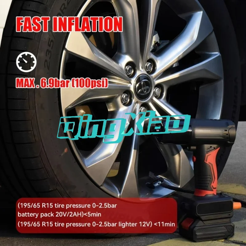 20V Cordless Electric Handheld Vacuum Cleaner 5-in-1 Tire Inflator for Car Home Outdoor Emergency Use Wireless Multi-Function