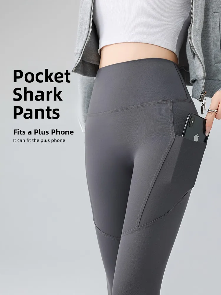 

Женские брюки для йоги с высокой талией, весна-лето, двойные карманы, большие размеры, утягивающие живот, с эффектом подтяжки ягодиц