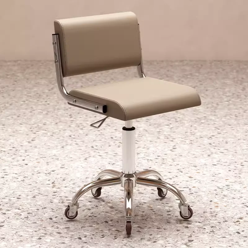 Beauty Salon Adjustable Swivel Stool with Silent Wheels Backrest & Height Lift for Home Hairdressing Nail Studio & Barber Shop