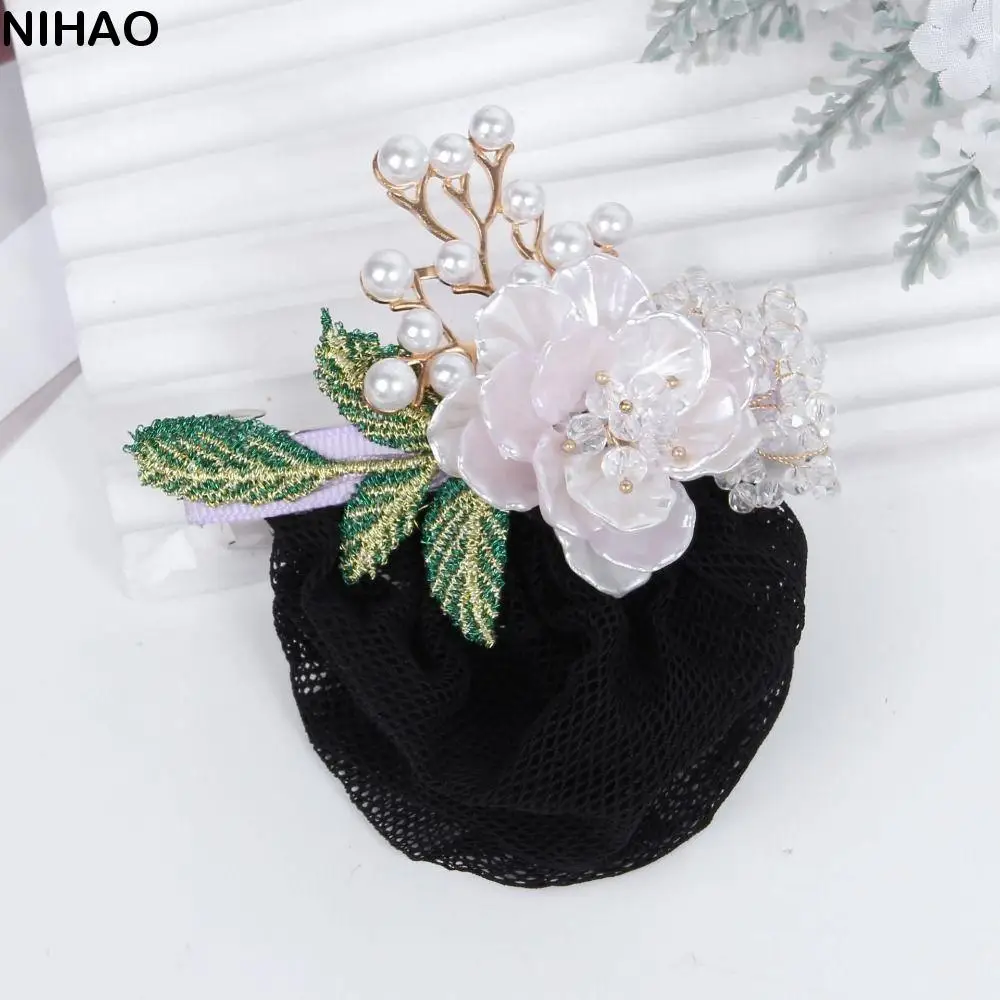 

Korean Style Flower Snood Spring Clip Bun Snood Hairgrips Cover Net Pearls Crochet Bun Net Hair Accessories Headwear