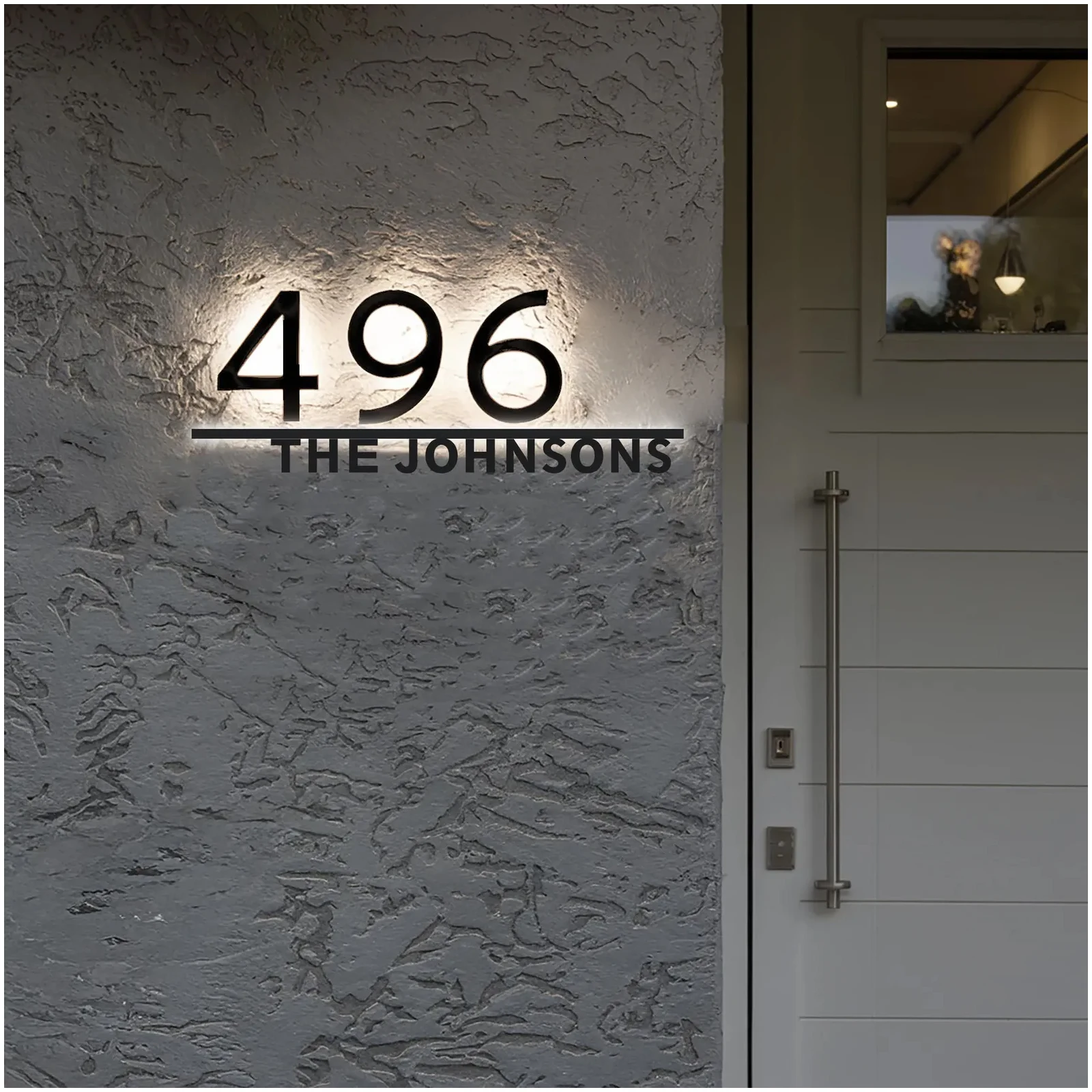 Illuminated Backlit House Numbers/Address Sign Modern LED Neon House Numbers Neon House Sign Stylish Backlit Neon House Numbers
