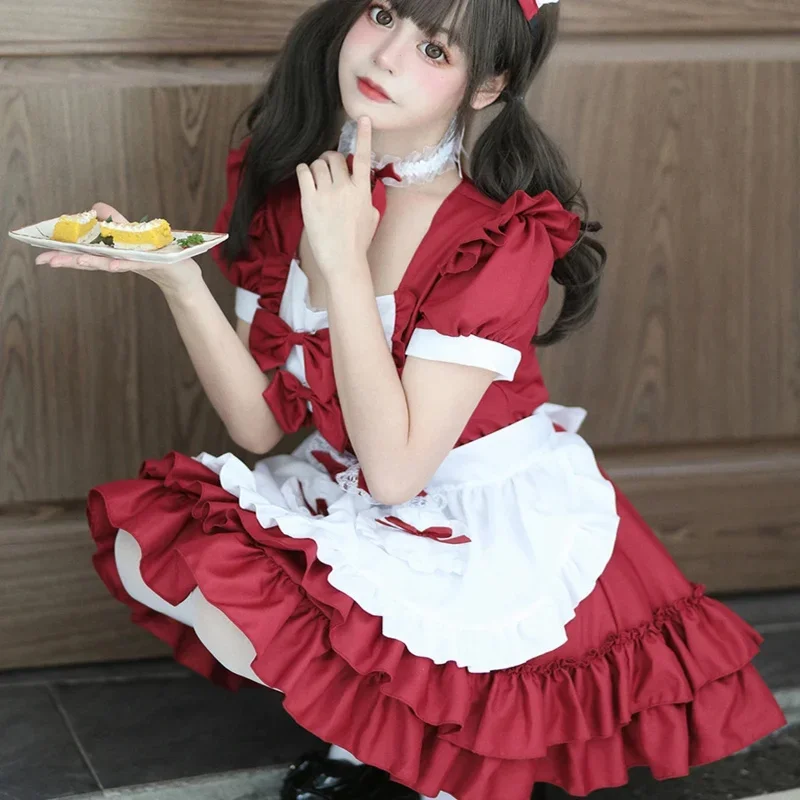 QQ8 فستان لوليتا لطيف ولطيف فستان خادمة زي تنكري ملابس كاواي لوليتا للنساء والفتيات فساتين حفلات الهالوين ملابس 5Lk¥
