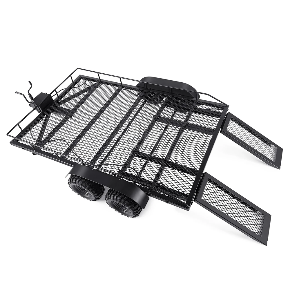 YEAHRUN Metal Hitch Mount Trailer Car Cargo Carrier for 1/5 1/8 1/10 RC Crawler Axial SCX10 TRX4 TRX6 Tamiya TT01 KRATON Parts