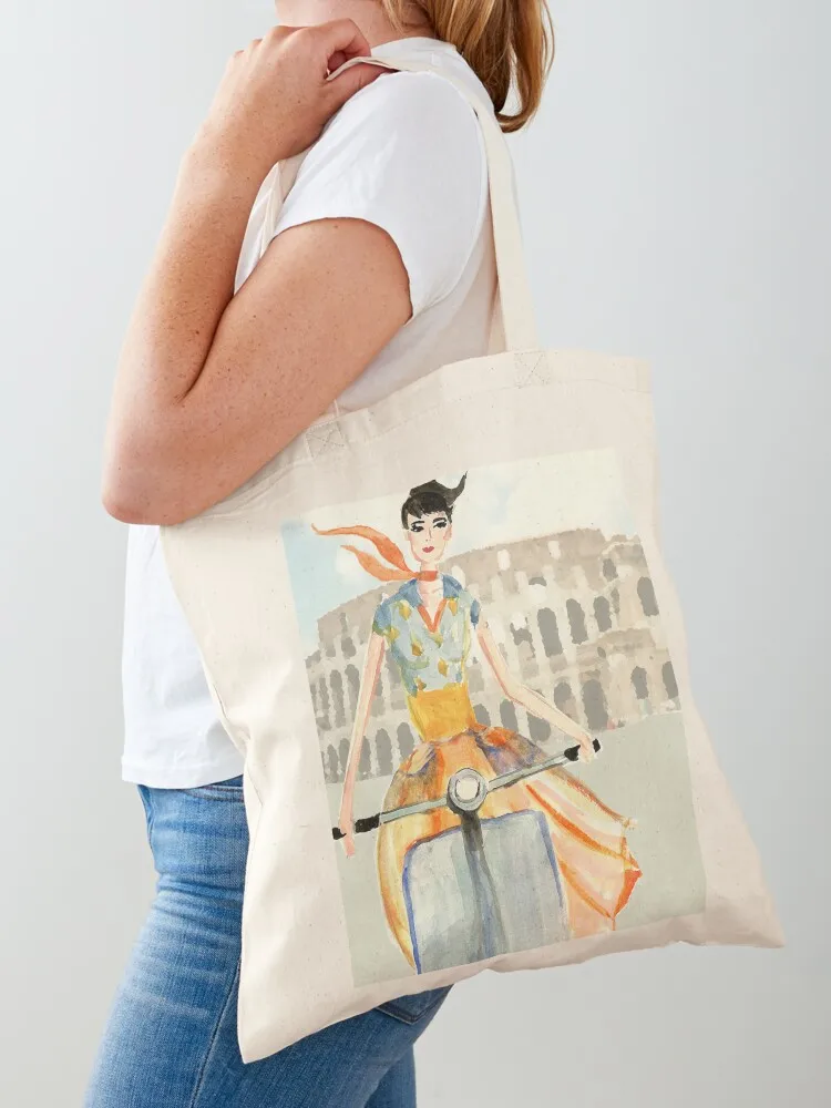 Roman Holiday Tote Bag Customizable tote bag supermarket folding bag shopping bags foldable sac pour femme