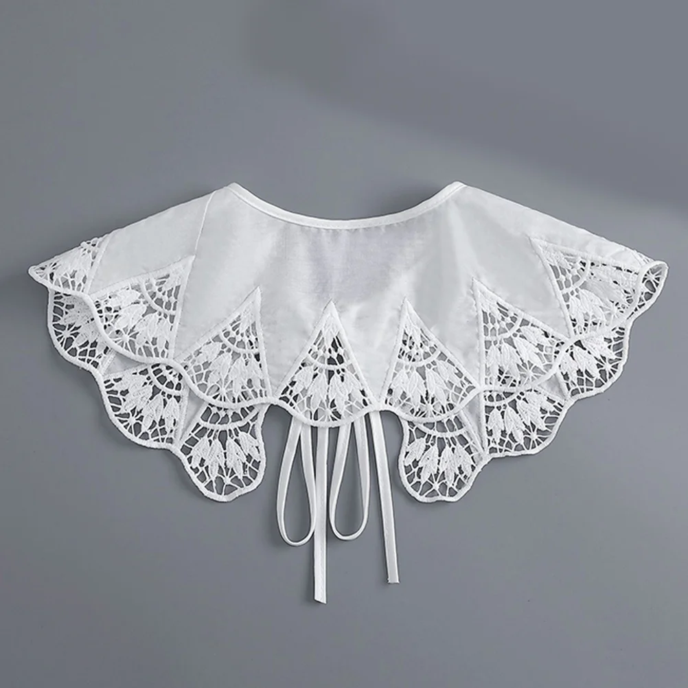 Removable Collar Lace Small Shawl Women's Cloak Summer White Multi-functional Sunscreen with Skirt Bow Tie Fake Fashion Shirt