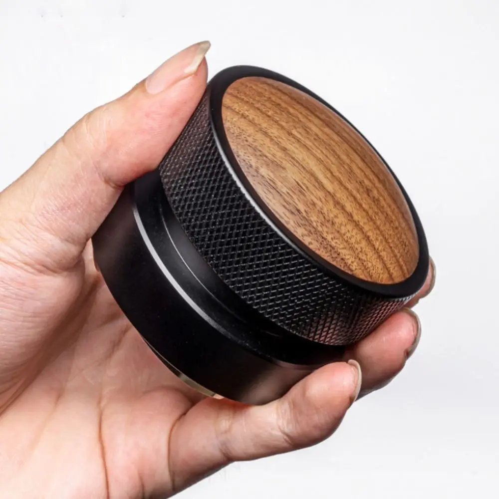 51/53/58.35 MM Self-leveling Coffee Tamper Wood Cap with Scale Gravity Coffee Powder Distributor Adjustable Depth
