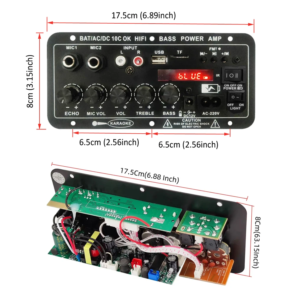 WOOPKER 30 واط-120 واط الرقمية بلوتوث مكبر للصوت مجلس D10C مضخم الصوت المزدوج ميكروفون أمبير المتكلم لسيارة كاريوكي المسرح المنزلي لتقوم بها بنفسك