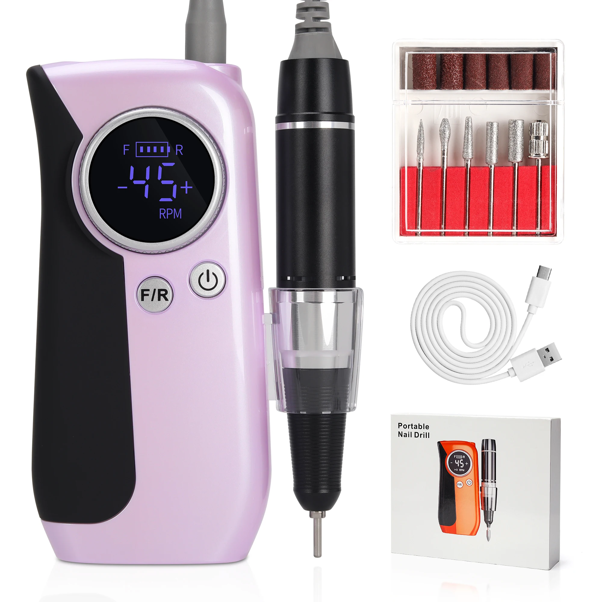 45000RPM Electric Nail Drill Machine Rechargeable Nail Drill Manicure Machine Professional Cordles Nail File Kit For Acrylic