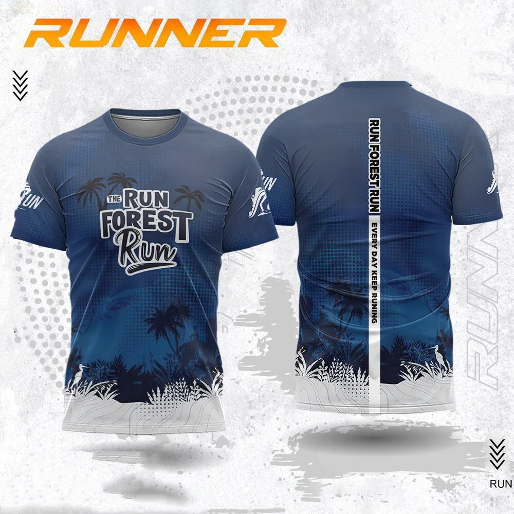 Fashion Gradient Stripe Printed Men's T-shirt Badminton Tennis Training Short Sleeve Summer Casual Sports Quick Dry Men Clothing