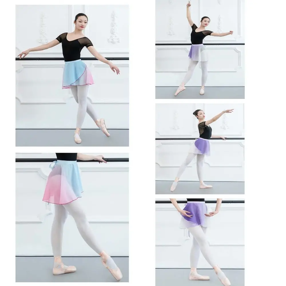 One size Ballet Skirt High Quality Chiffon Gradient Gymnastics Skirt One piece Dancewear Women