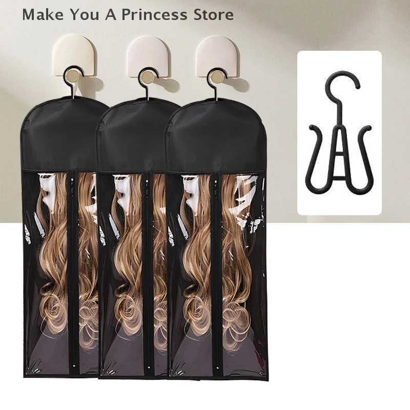 Wig Storage Bag With Hanger Holder Case Wigs Pouch Water Dust-Proof Organizer Protect For Professional Hair Extensions