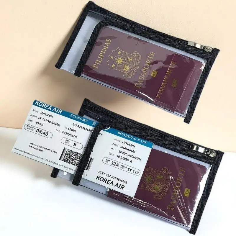 Bina Travel Passport Boardingpass Pouch - Thick PVC Plastic Pouch