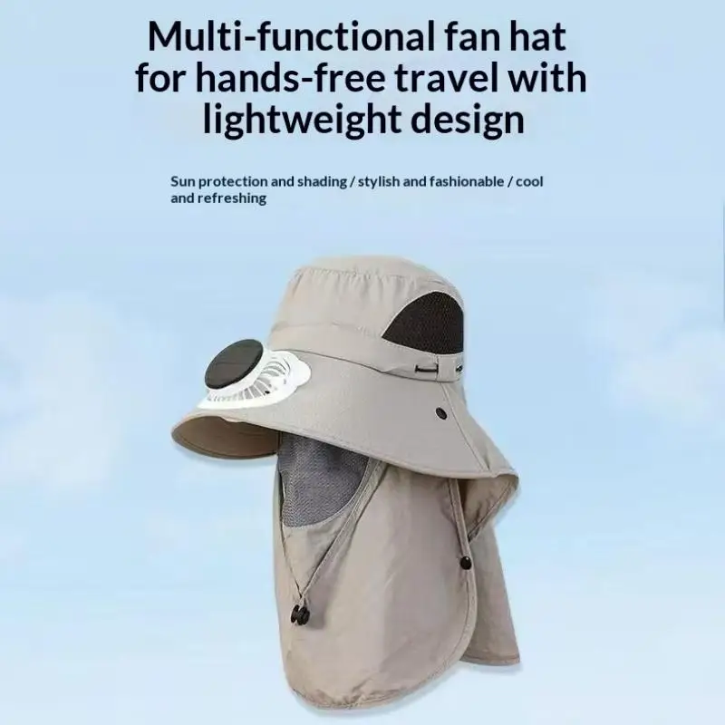 New Solar Powered Dual Fan Sun Hat With Wide Brim For Outdoor Fishing Hiking Mountaineering Sun Protection Adjustable Headband