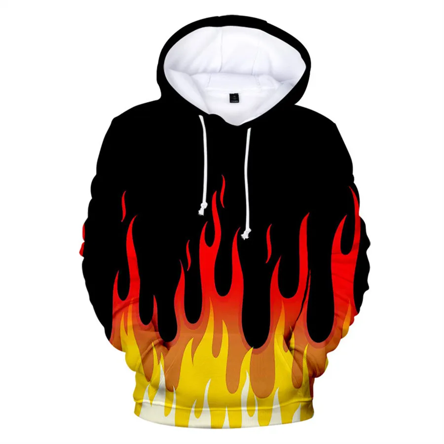 Red and yellow flame Pullover Jackets Casual Hoodies Fashion Autumn Spring Sweatshirt Streetwear Clothes Cosplay Costume