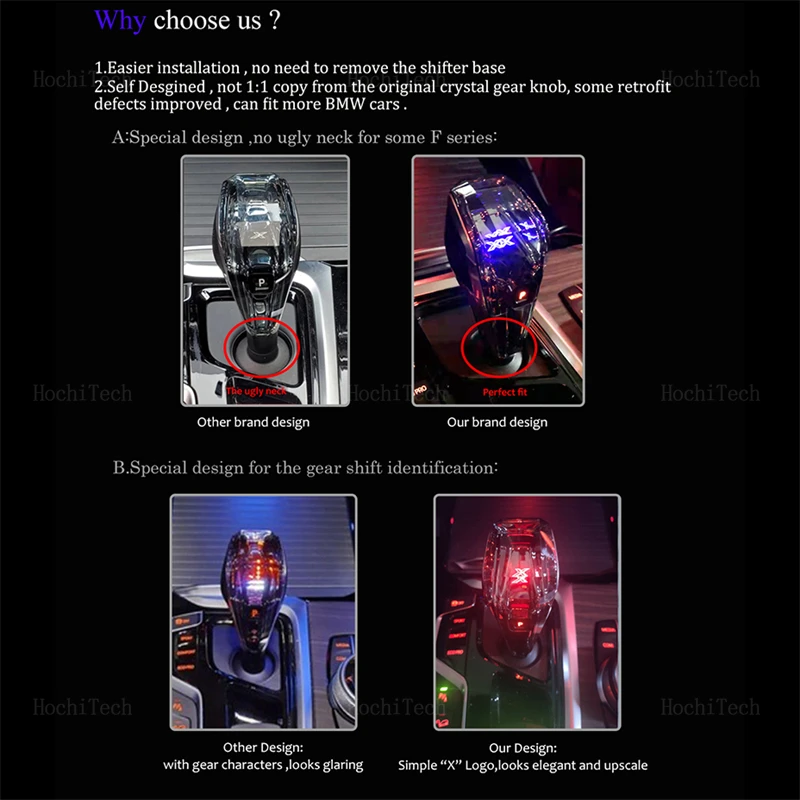 For BMW X3 X4 X5 X6 F15 F16 F25 F26 G01 G08 G02 LED Crystal Gear Shift Knob Interior Accessories Modified Decorative Crys