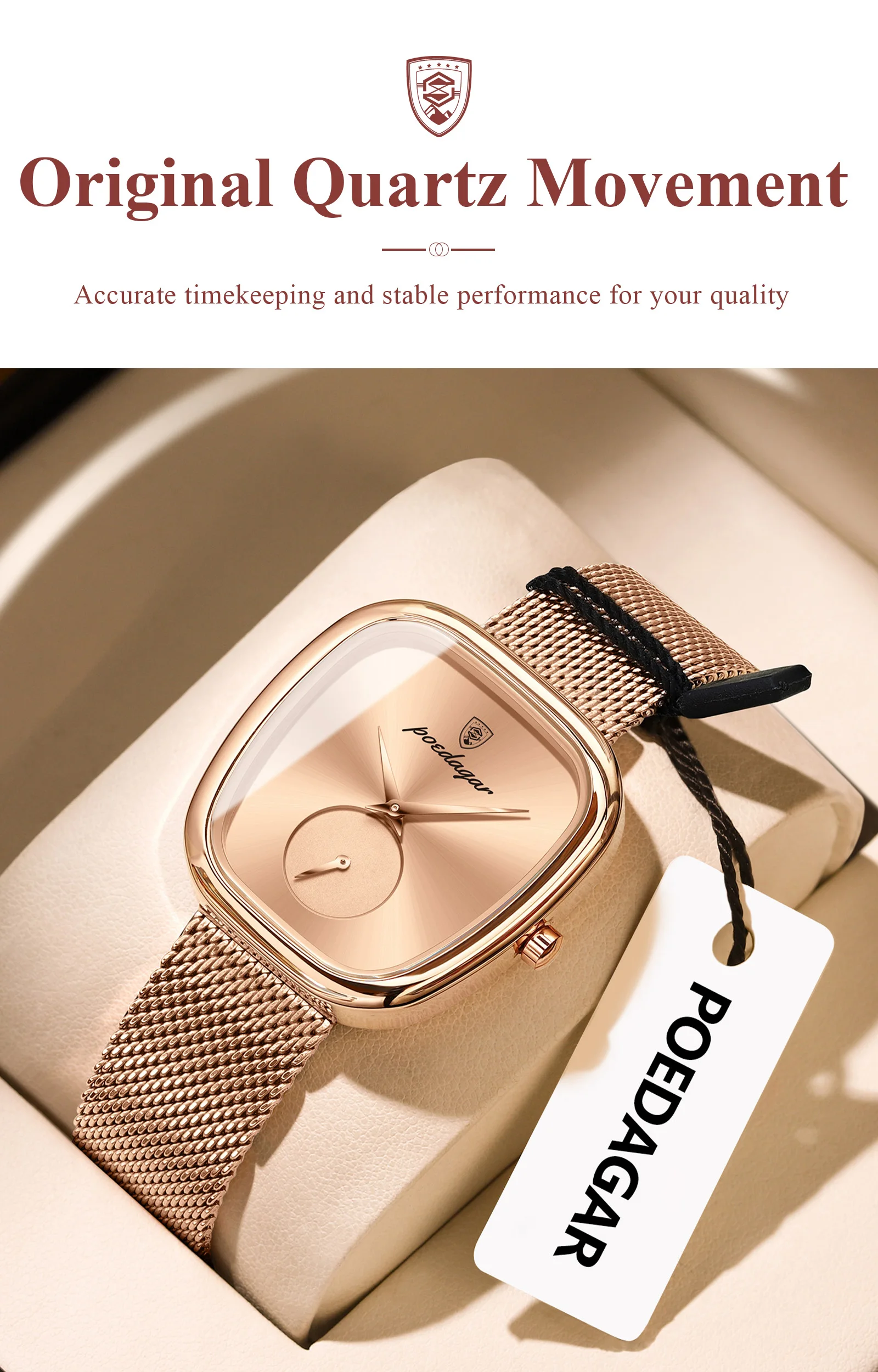POEDAGAR Luxus Marke Frau Uhr Wasserdichte Edelstahl Mesh frauen Uhren Mode Elegante Quarz Damen Armbanduhr Reloj – Detail 6