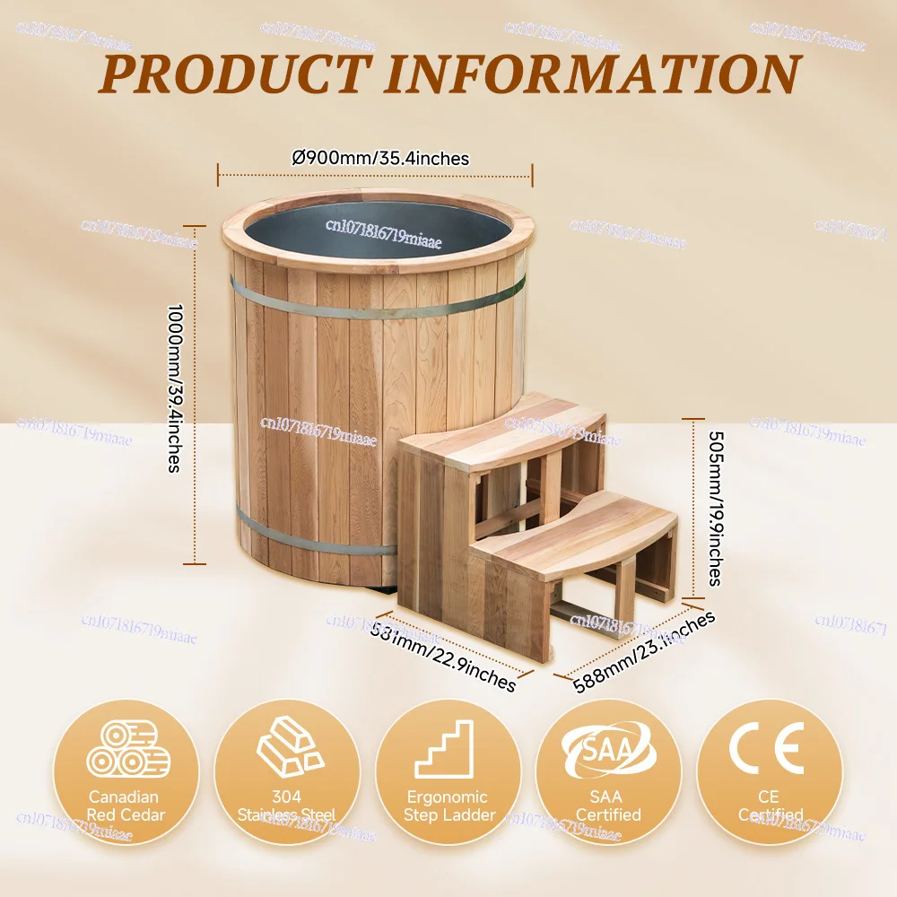 Hot Selling Redwood 1 Person Cold Dip Tub, Ice Tub, Ice Bath, with Cooler and Filter