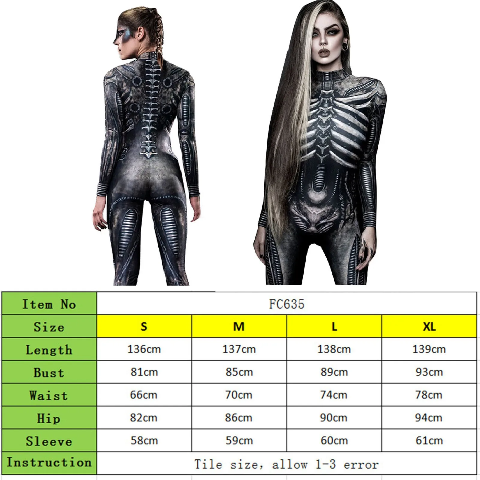 Horror Skeleton Bone Cosplay Bodysuit Halloween Scary Skull Graphic Long Sleeve Jumspuit 2024 Gothic Party Costume 2024 Tights