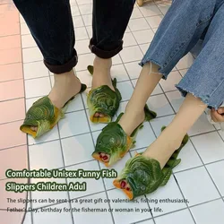 New Open Toe Funny Male’s Footwear Women’s Fish Slippers Outdoor Couples Family Cartoon Animal Flip Flops