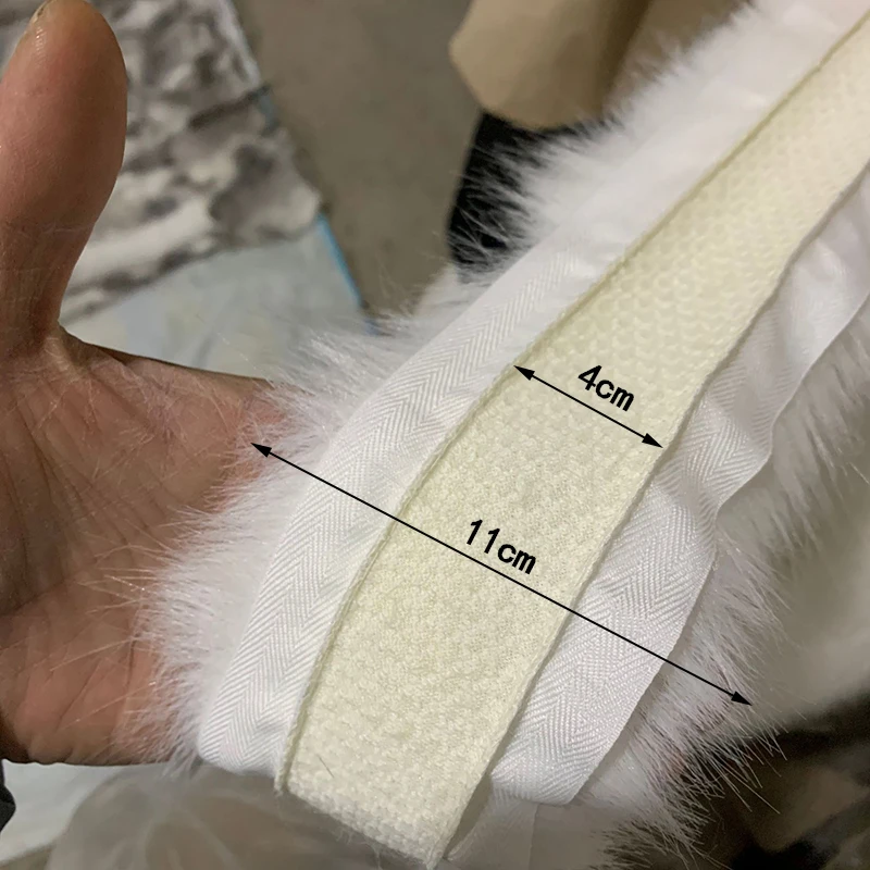 1m Artificial Fur with White Ribbon for Scarf Hat Coat Trim Clothes Faux Fur Strips Cuffs DIY Fluffy Trimming Fabric Decoration