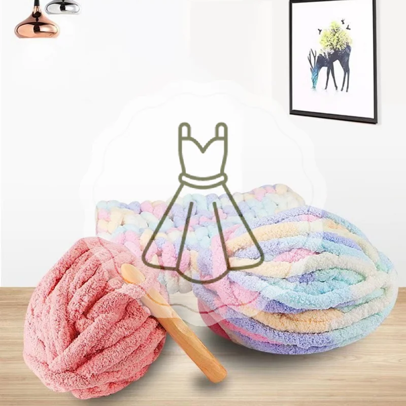 

250 г толстая подушка для домашних животных из синели, большой размер, ручное вязаное одеяло из ледяной пряжи своими руками