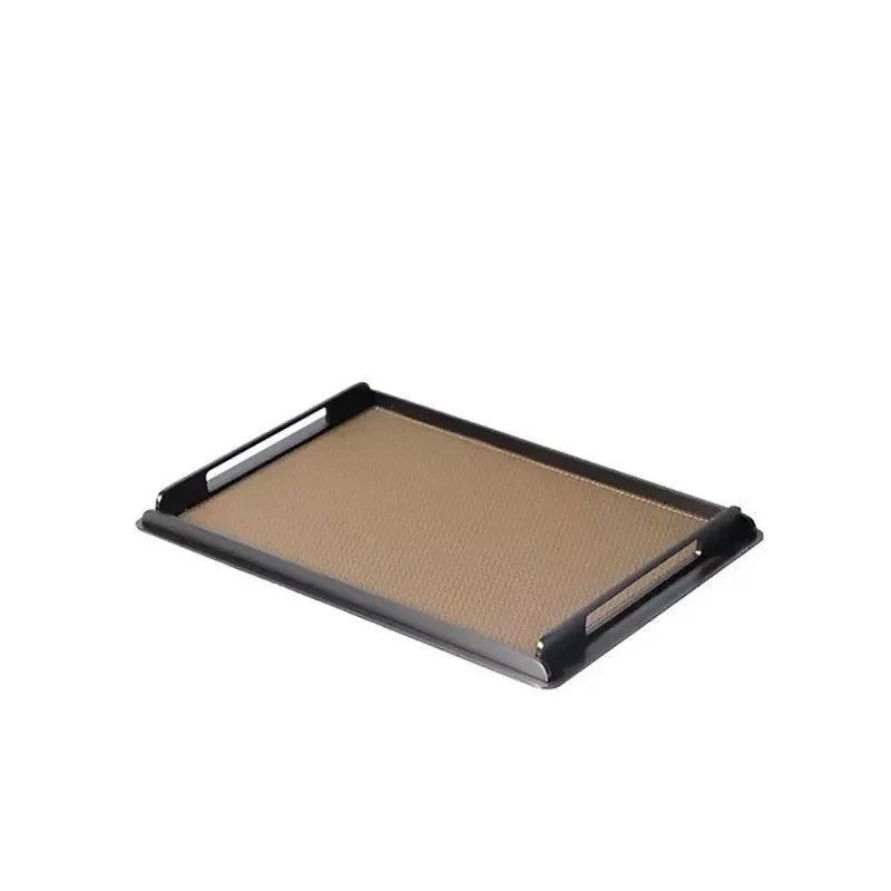 Luxury Faux Fur Stainless Steel Tray, Modern Decorative Serving Tray for Coffee Table, Hotel Reception Desk, Home Living Room
