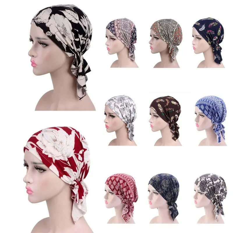 Ribbon Scarf Muslim Inner Hijab Women Flower Turban Hair Wrap Female Indian Headscarf Fashion Bandanas Headwear Turbante Mujer