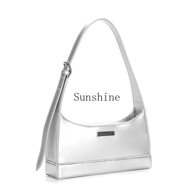 Silver Premium Small Square Bag Shoulder Handheld Underarm Bag