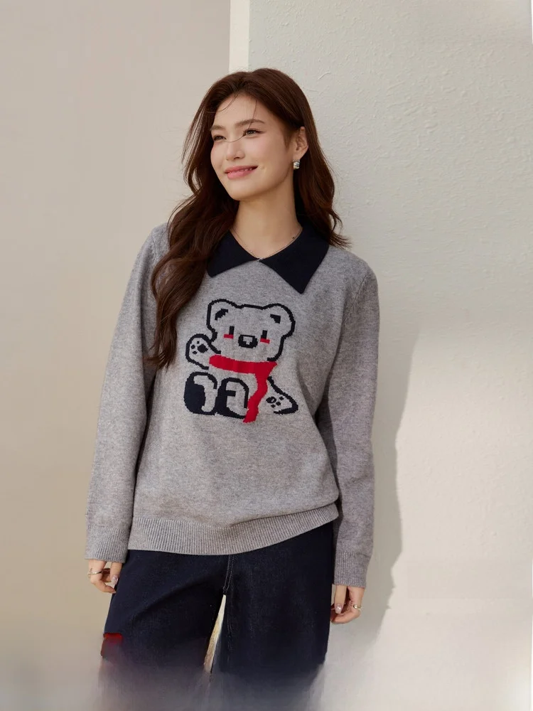 

Шикарный корейский свитер с отложным воротником больших размеров для женщин, модная весенняя одежда, облегающий топ с длинными рукавами для ношения под одеждой