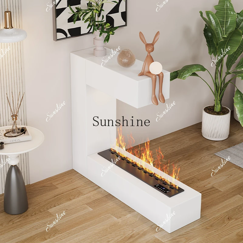 French cream wind solid wood modern living room 3D atomization fireplace decorative cabinet humidifier