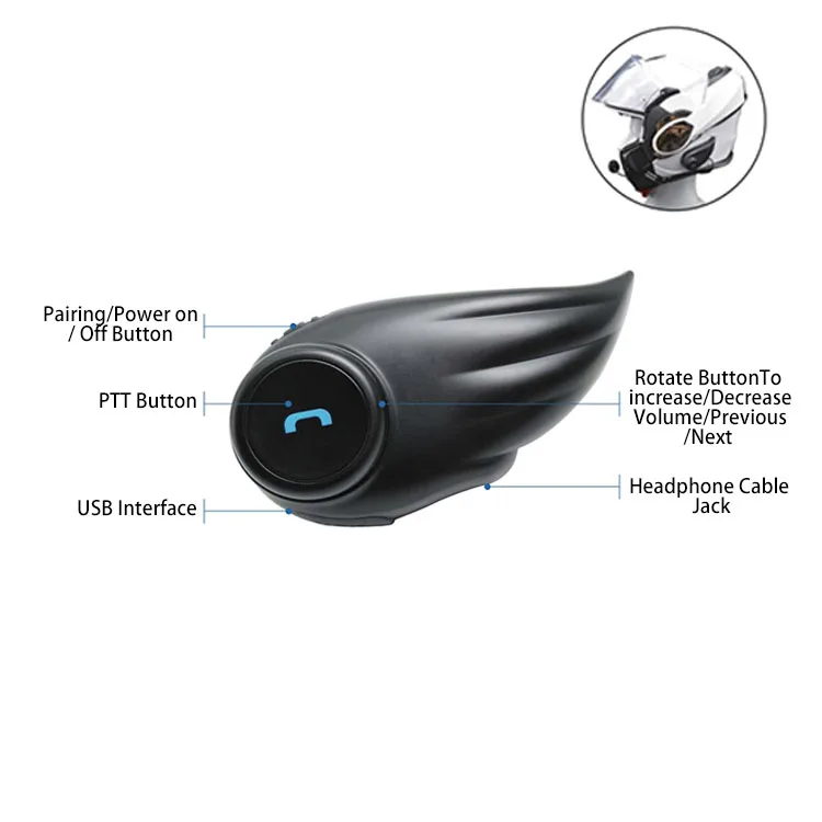 Factory ODM Motorcycle Helmet Wireless Headset Walkie Talkie Headphone Speakers Support Hands-free Calling Earphones For Riders