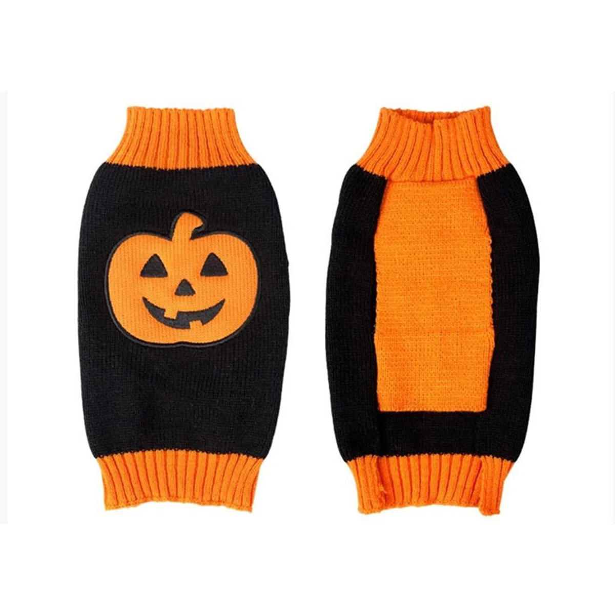 

Tiny Pumpkin Pet Sweater Halloween Dog Costume with Striped Knit Design for Small Dogs Comfortable Stretchy Turtleneck Hem